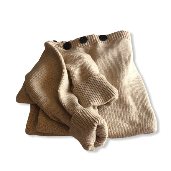 Soft Oversized Beige Wood Button Shoulder Sweater! - Picture 3 of 16